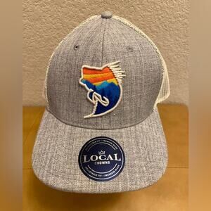 Local Crowns Fish SnapBack Trucker Ball Cap Hat Gray One Size
